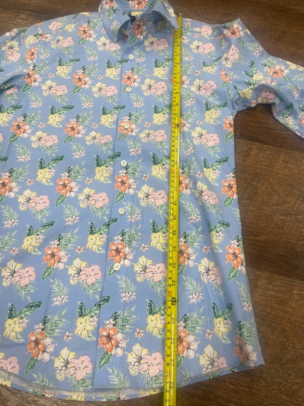 Club Room Slim Fit Blue Tropical Floral Button Shirt Small - Picture 3 of 7